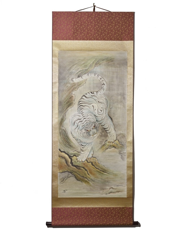 "Discover the mesmerizing original painting of a Territorial Tiger by Joel Long at Floating Picture World. Explore the intricate watercolor paintings with stunning background shading effects. Dive into a world of artistry!"