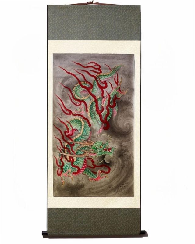 Immerse yourself in the mesmerizing world of artwork with Joel Long's watercolor paintings and background shading effects. Explore the unique fire-breathing dragon silk scroll print at Floating Picture World today!