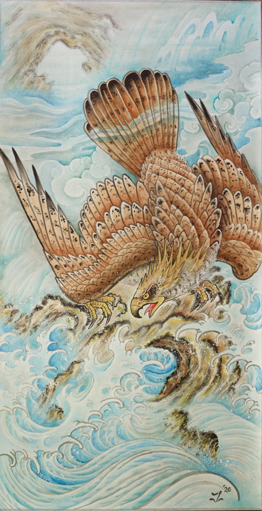 Discover breathtaking watercolor paintings by Joel Long, featuring exquisite artwork with unique background shading effects. Transform your walls with the Eagle Huntress Silk Scroll Print from Floating Picture World.