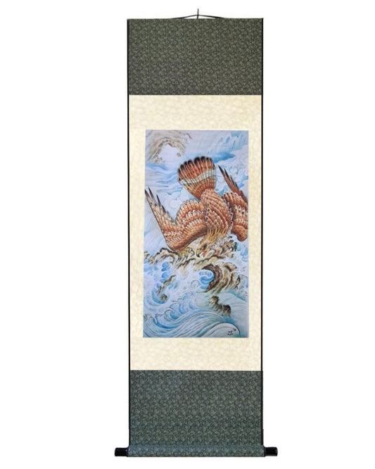 Discover breathtaking watercolor paintings by Joel Long, featuring exquisite artwork with unique background shading effects. Transform your walls with the Eagle Huntress Silk Scroll Print from Floating Picture World.