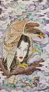 Lady & Hawk silk scroll print (Custom box included)