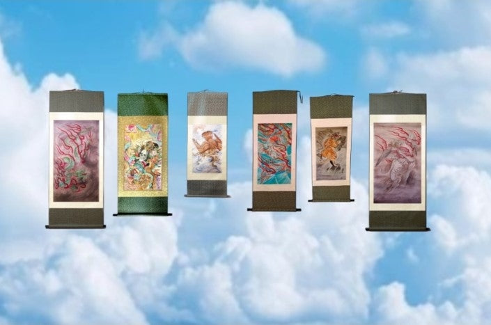 Immerse yourself in Floating Picture World's exquisite Silk Scroll Print Collection by Joel Long. Discover the unbelievable beauty of Japanese-inspired artwork with impeccable background shading effects and delicate watercolor strokes.