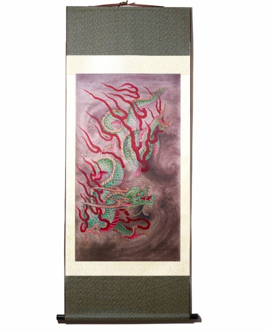 Immerse yourself in the mesmerizing world of artwork with Joel Long's watercolor paintings and background shading effects. Explore the unique fire-breathing dragon silk scroll print at Floating Picture World today!