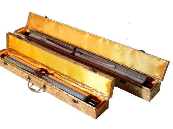 These amazing scroll boxes have been customized to fit each individual scroll.  They are great for storing, transporting, and displaying.  The outer silk brocade is easy on the eye, and the inner compartment is silky smooth to the touch.