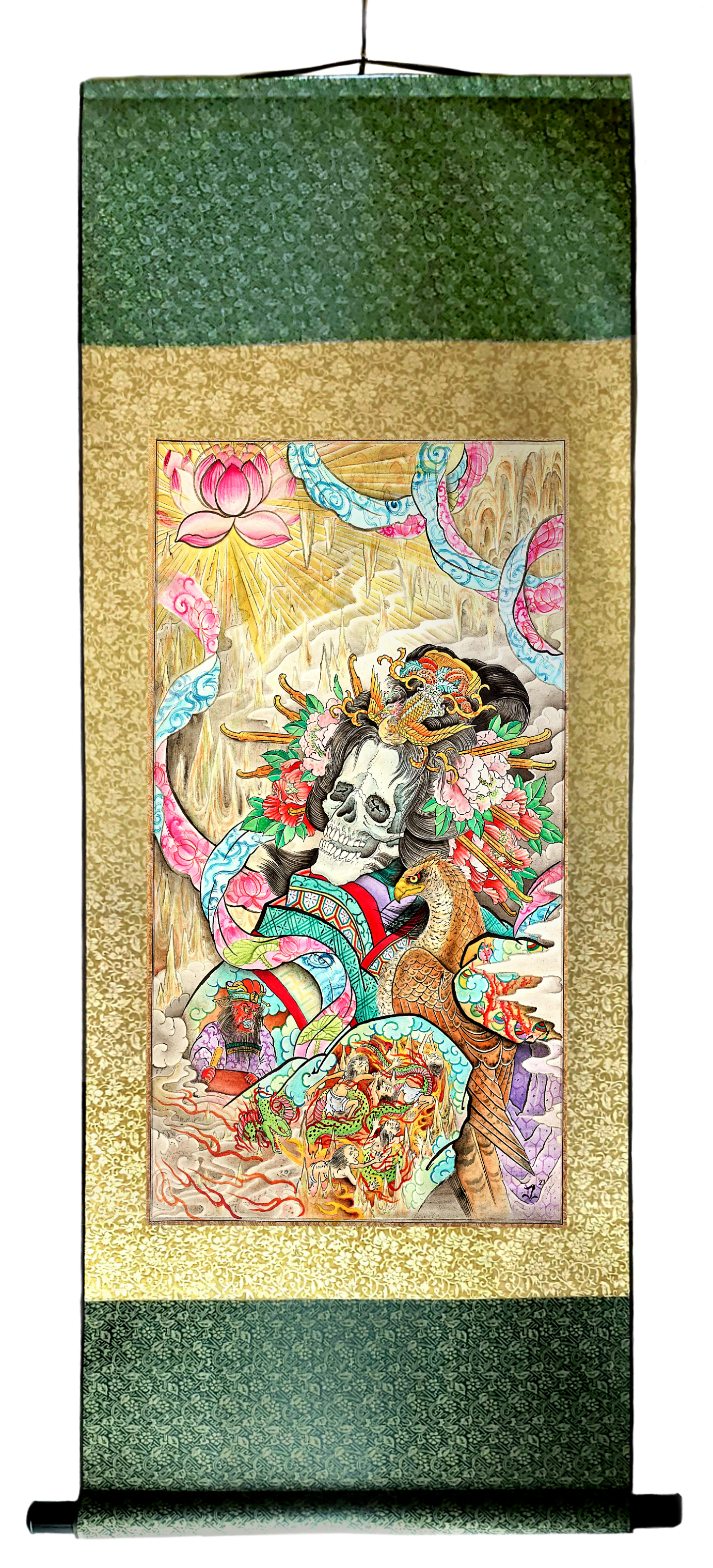 Jigoku-Dayu silk scroll print (Custom box included)